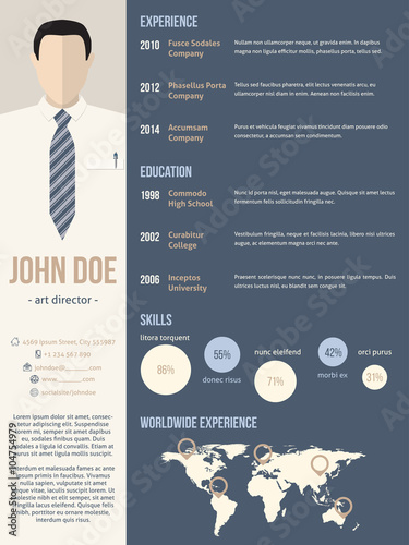 Resume cv template with business man photo