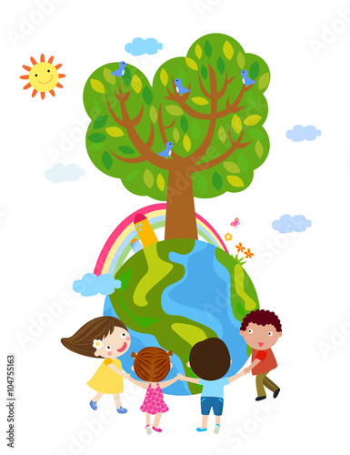 Kids and globe