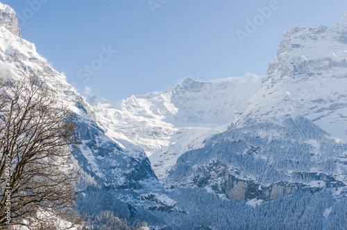 Grindelwald, Bergdorf, Dorf, Gletscherschlucht, Gletscher, Fiescherhörner, Grindelwaldgletscher, Schreckhorn, Eiger, Alpen, Schweizer Berg, Berner Oberland, Winter, Schweiz