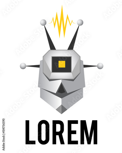 Robot face, drone head, vector logo template