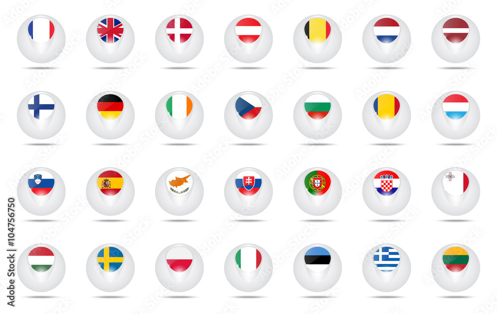 vector icon set. sphere flags EU