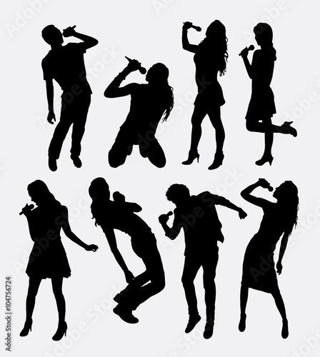 Singer male and female silhouette. Good use for logo, symbol, web icon, sign, mascot, avatar, or any design you want. Easy to use.