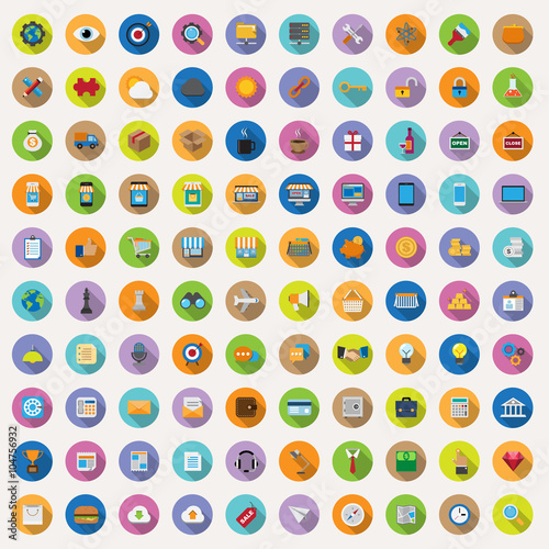 100 flat icons collection