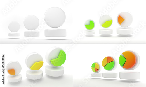 Infographic presentation, design data finance. Circles, shapes with empty space