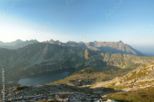 Carpathian Mountains around the valley during sunrise  Poland