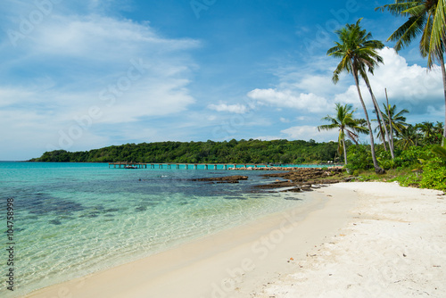 Beautiful beach and palm trees in Kood island  Thailand