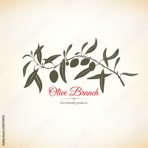 Olive label, logo design. Olive branch