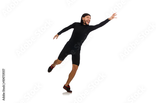 Young man doing sports isolated on the white