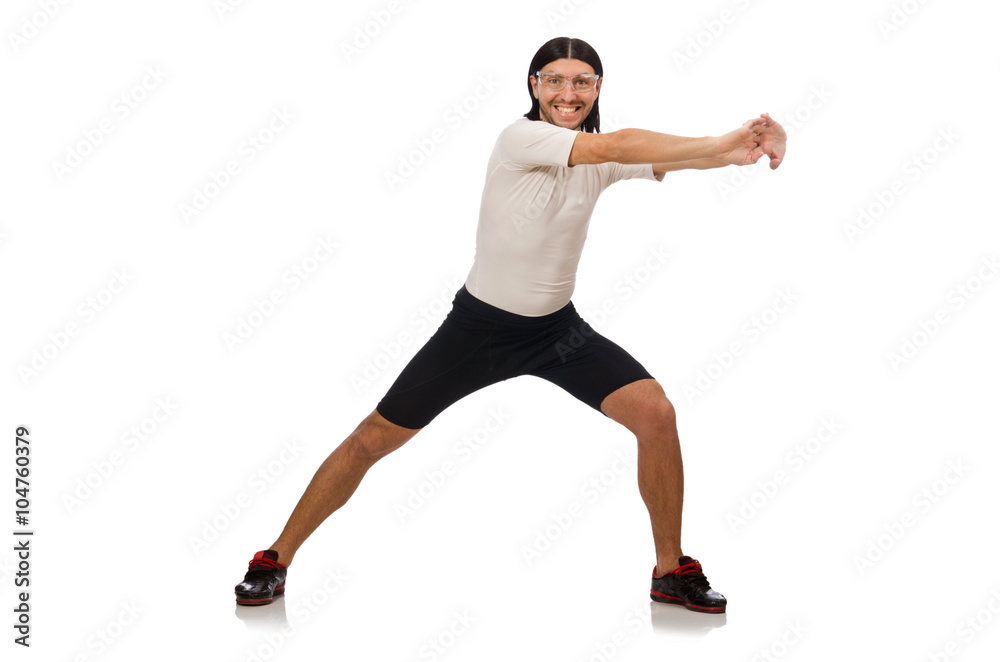 Young man doing sports isolated on the white Young man doing sports isolated on the white