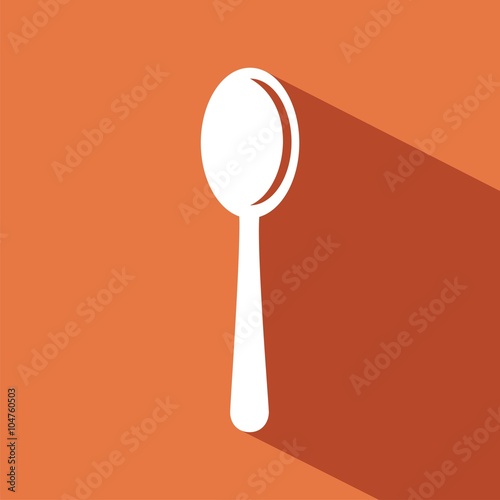 Icono de una cuchara sobre un fondo naranja. Ilustración vectorial