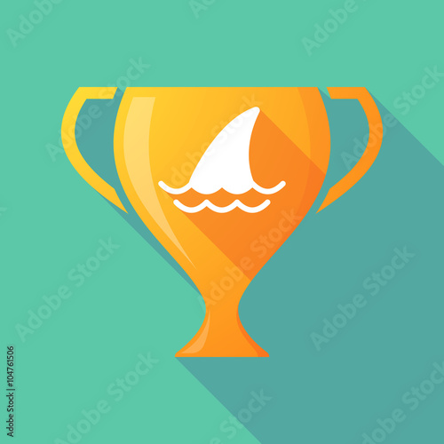 Long shadow trophy icon with a shark fin