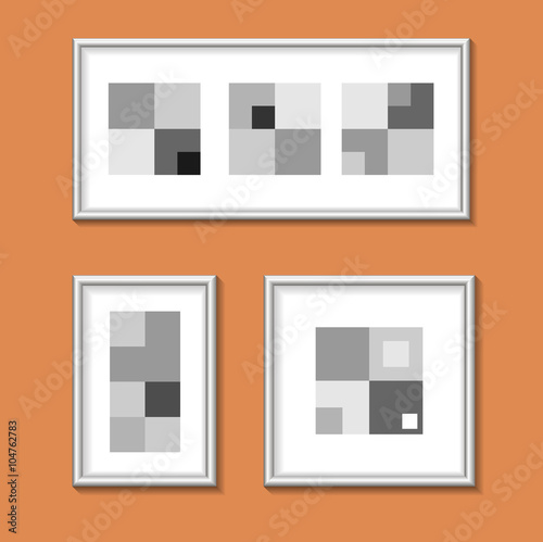 Pictures in narrow metal frames made of aluminum and nickel