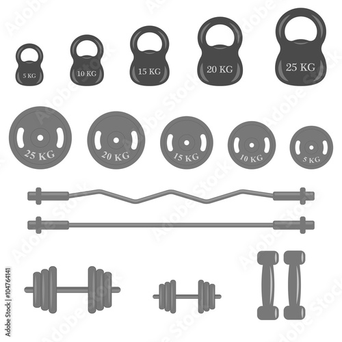 Set of fitness elements an a white background