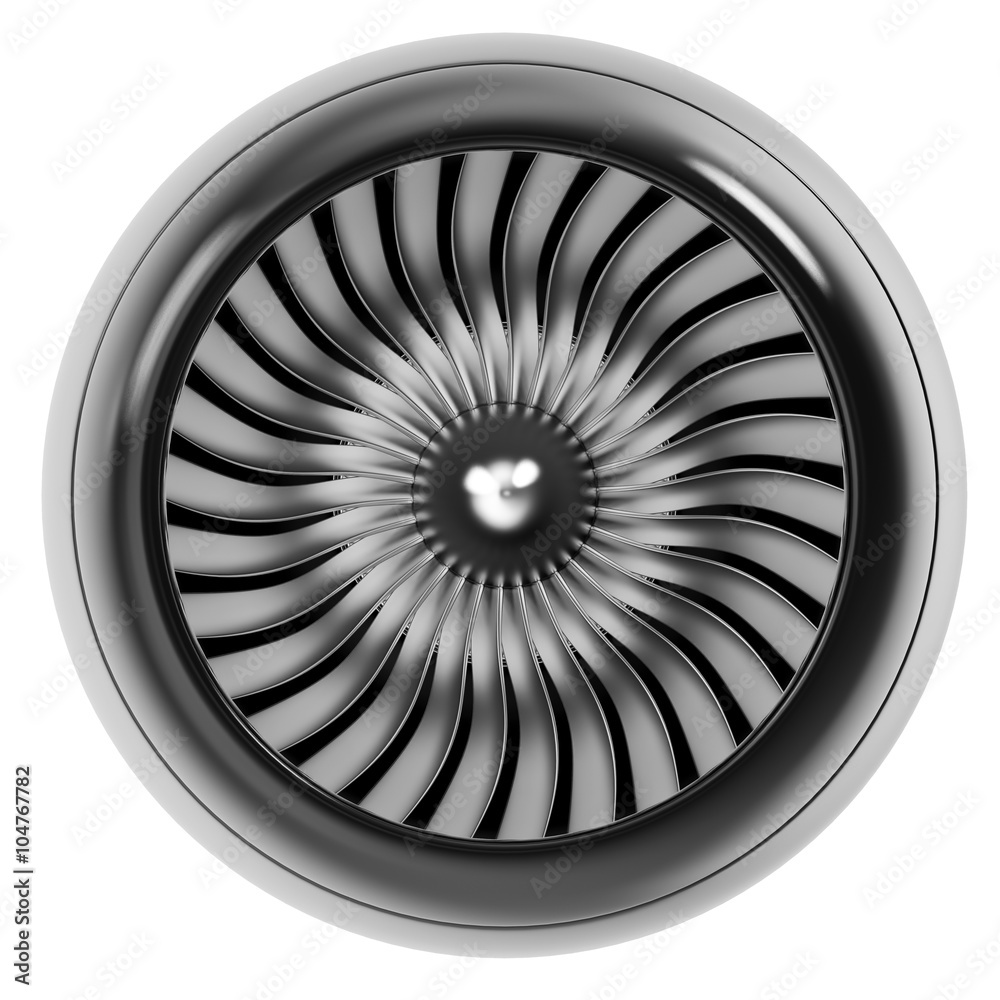 Jet engine front view isolated on white background. Jet engine front view isolated on white background.