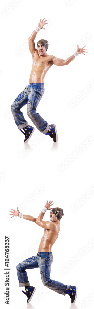 Dancer dancing dances isolated on white Dancer dancing dances isolated on white