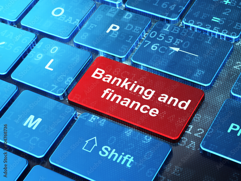 Fototapeta premium Money concept: Banking And Finance on computer keyboard background