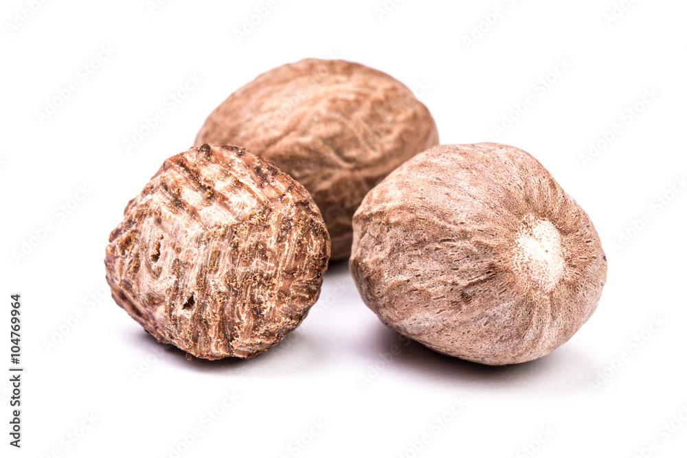 Nuteg isolated on white background. macro close up Nuteg isolated on white background. macro close up