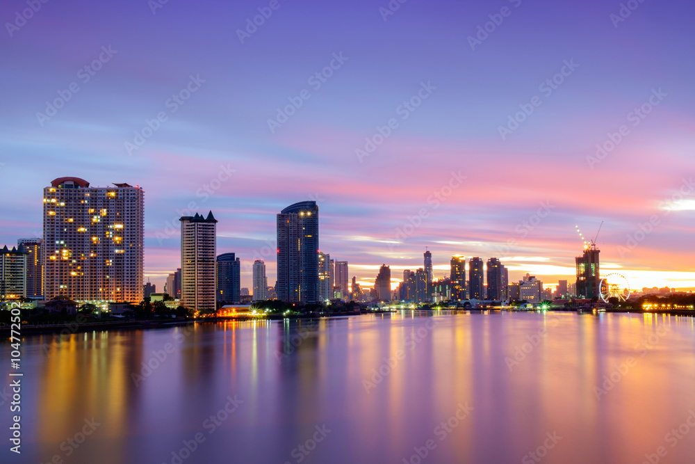 Cityscape river view / Cityscape river view at twilight time.