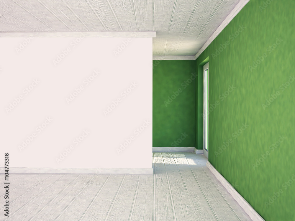 Obraz premium empty white wall, white and green