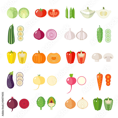 Set of flat vegetables.