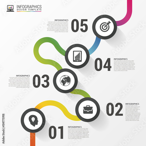 Abstract colorful business path. Timeline infographic template. Vector