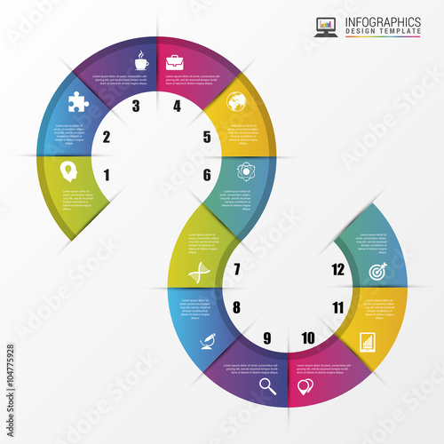 Infographic timeline spiral business template. Vector