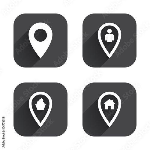 Free Download Map pointer icons. Home, food and user location. - GFXLoad