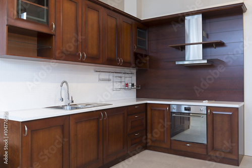 Kitchen interior, wooden elements