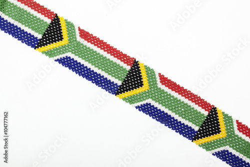 South African Flag Threaded from Colorful Zulu Beadwork