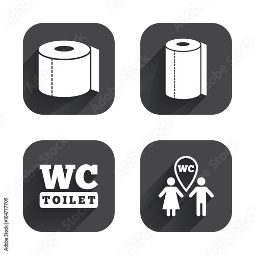 Toilet paper icons. Gents and ladies room.