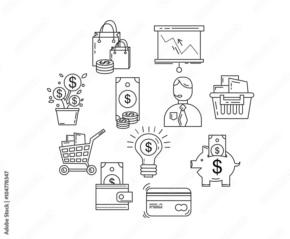 Vector set of business and finance icons