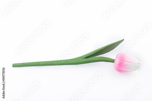 Wooden flower decoration. Isolated.