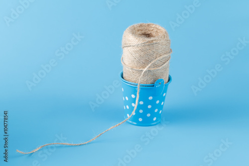 natural twine in blue bucked photo