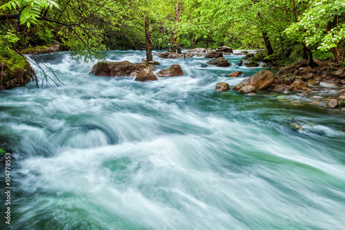 wild waters of Argonza river in the province of Santander, Cantabria, Spain photo