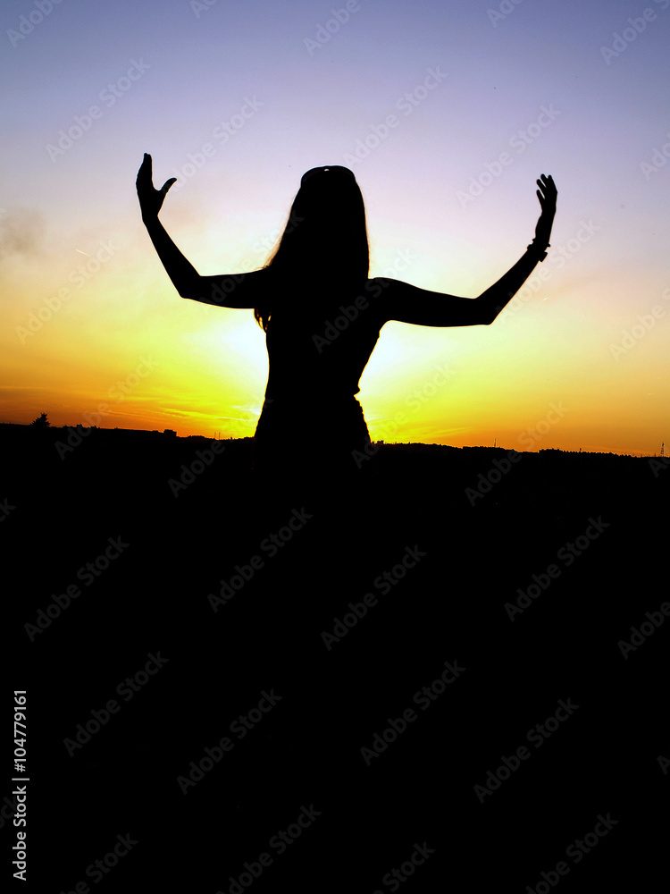 Sunset girl IV - Peacefull photo with sunset girl Sunset girl IV - Peacefull photo with sunset girl