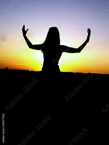 Sunset girl IV - Peacefull photo with sunset girl