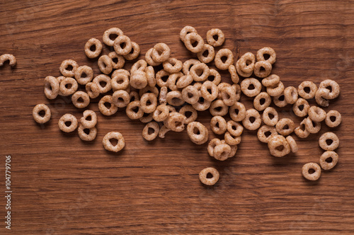 Cereals on brown wooden table