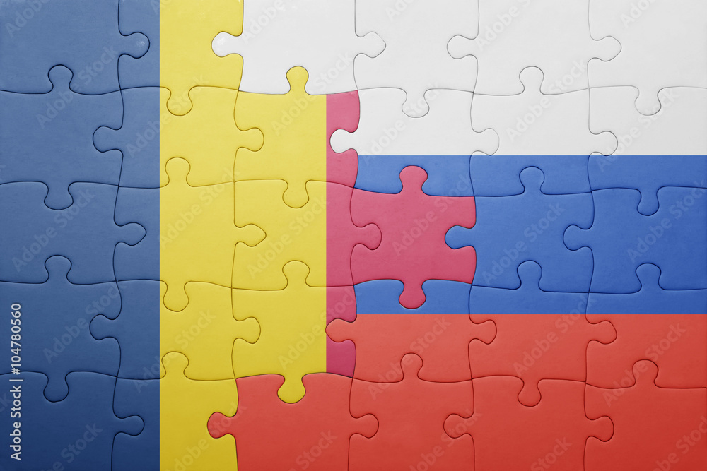 puzzle with the national flag of russia and chad puzzle with the national flag of russia and chad