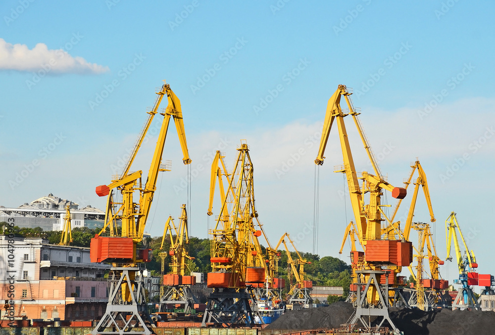 Cargo crane, train and coal Cargo crane, train and coal