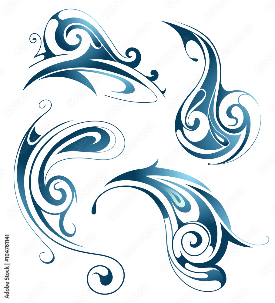Obraz premium Set of water swirls