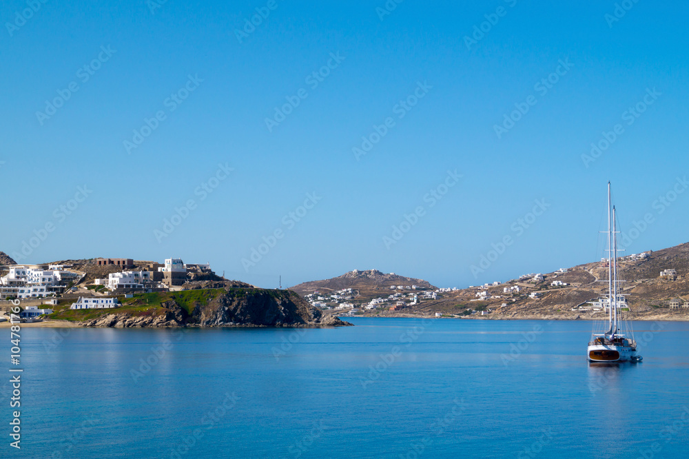 Panoramic view of Mykonos Island, Greece