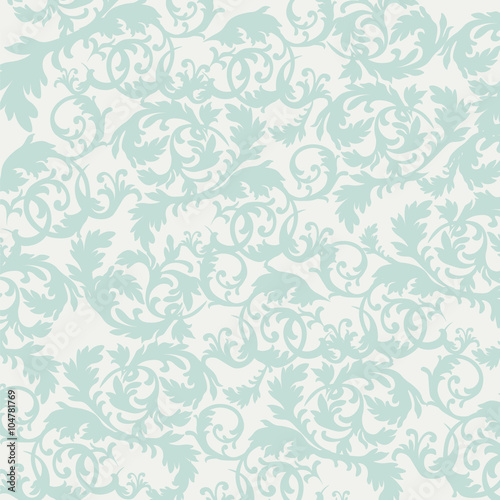 Damask style ornament pattern in green color. Vector