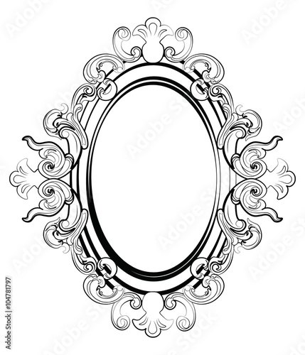 Baroque royal frame with luxurious damask ornaments. Vector