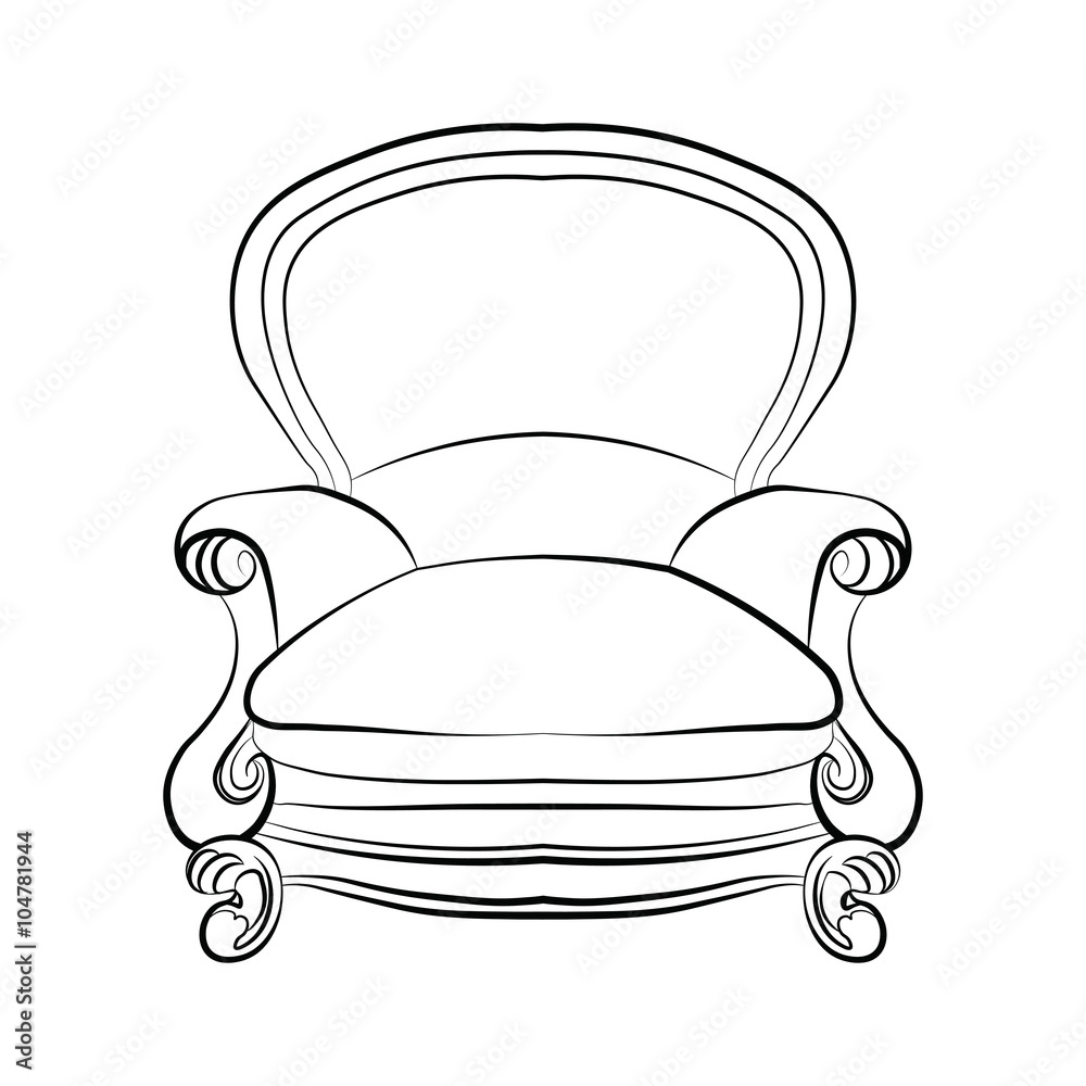 Armchair in classic style. Vector sketch Armchair in classic style. Vector sketch