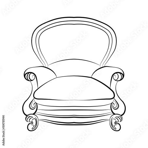 Armchair in classic style. Vector sketch