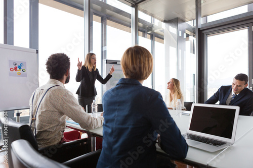 Business woman presenting the project in modern office.