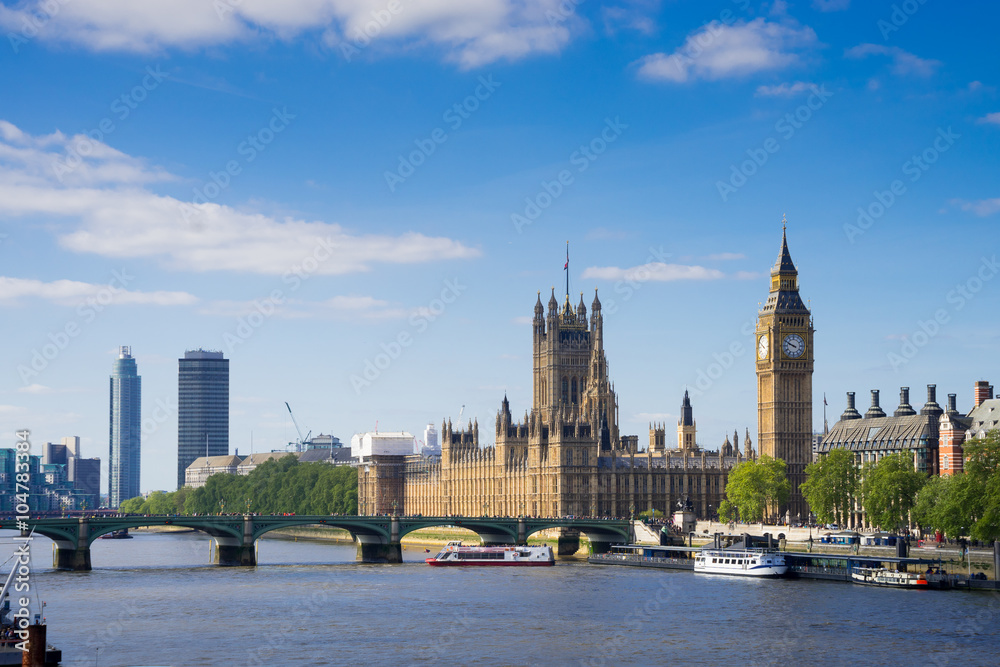 Big Ben and Westminster abbey in London, England