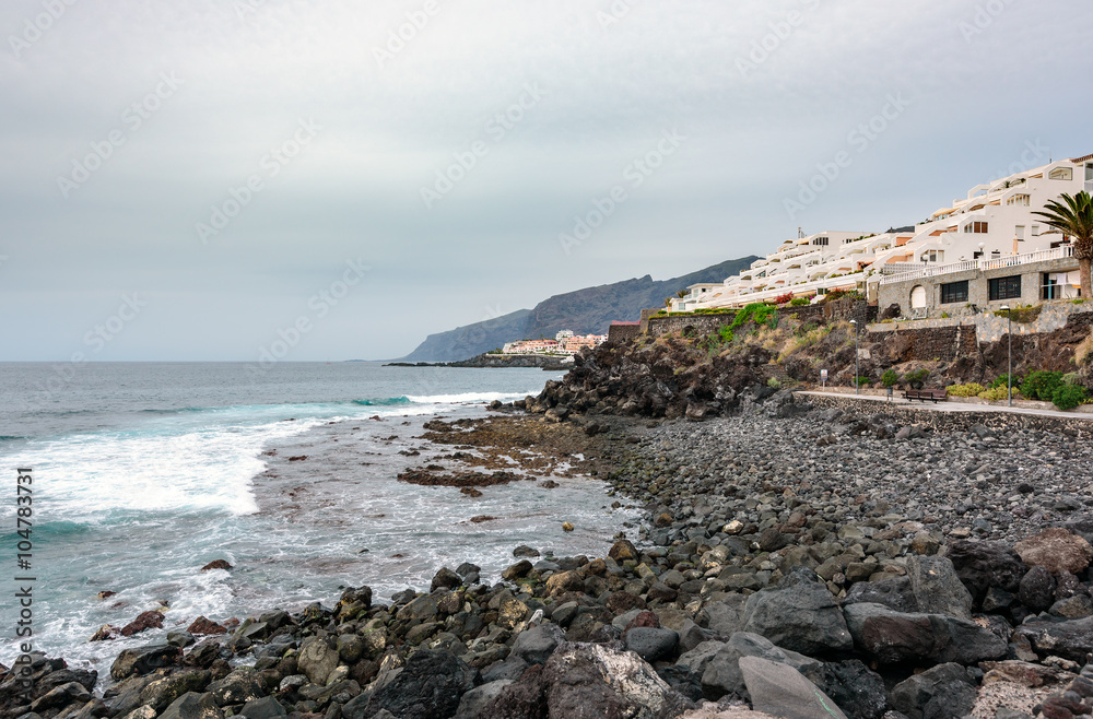 Stony coastline of Atlantic ocean at Tenerife island