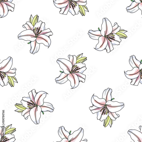 Fototapeta Naklejka Na Ścianę i Meble -  Vector lilly pattern