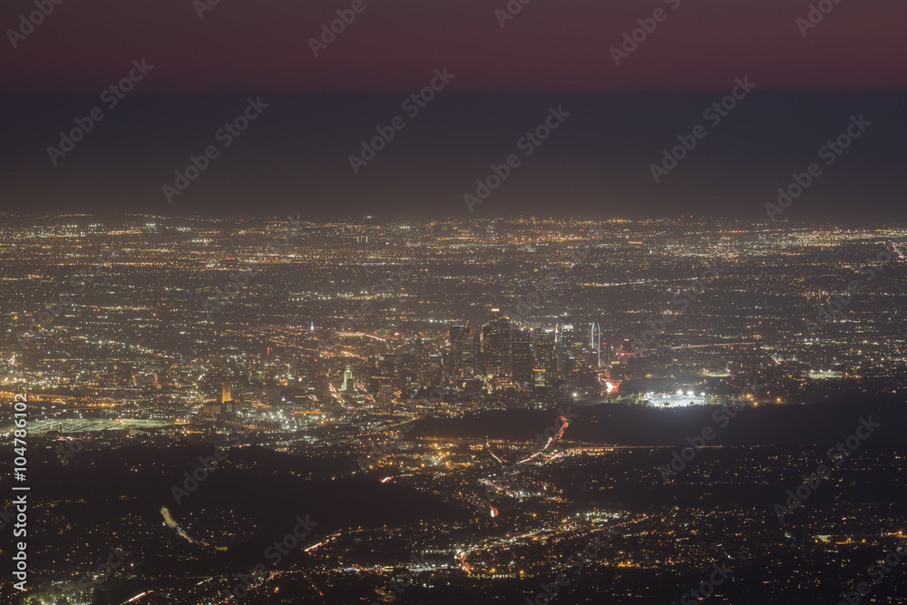 Great Los Angeles area night scape from top